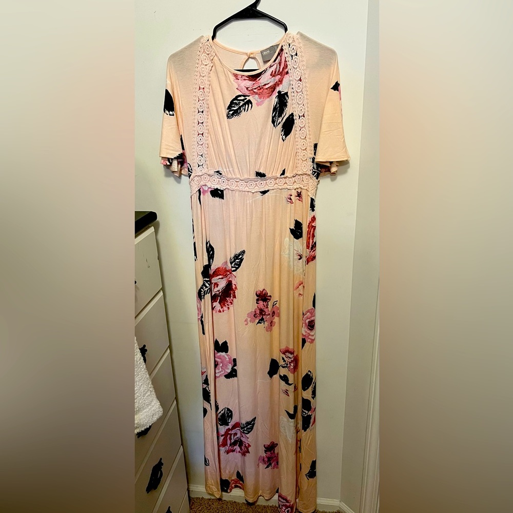 Pink Floral Maxi Dress